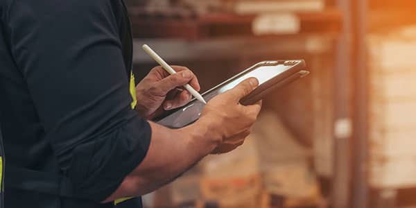 Warehouse manager using tablet